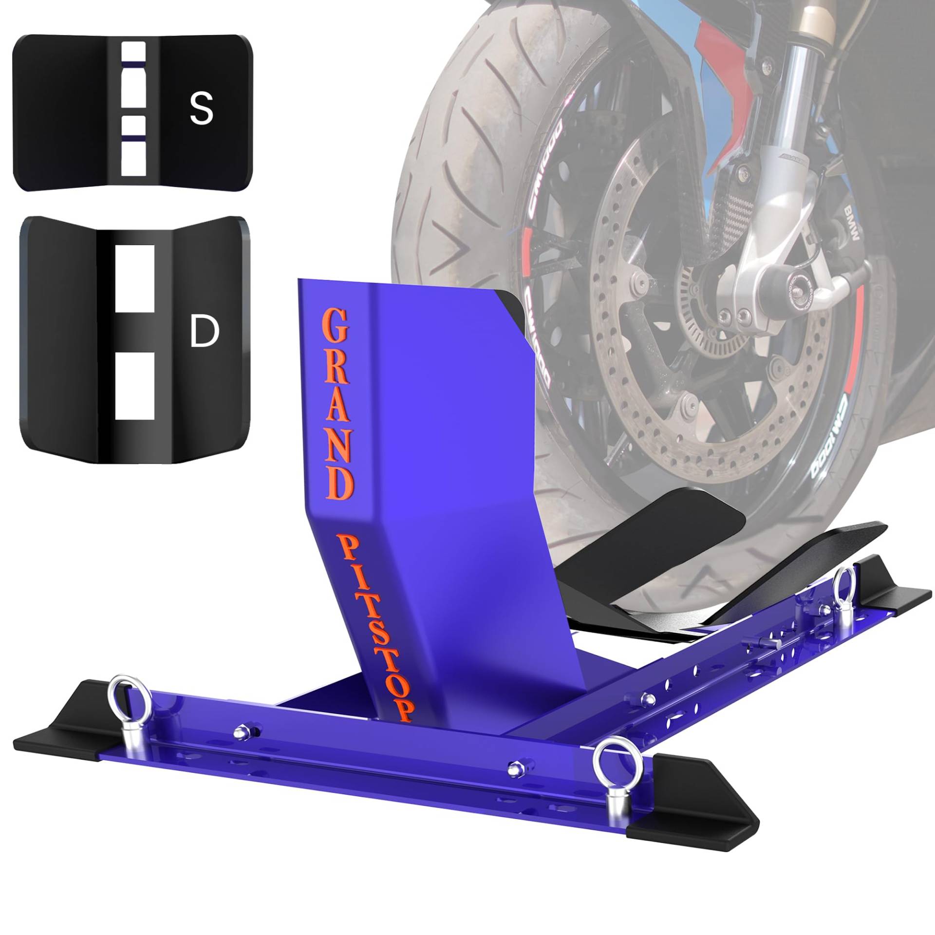 GRAND PITSTOP Universal Wheel Chock for Crusier, Sports & Dirt Bikes, Heavy Duty Motorcycle Stand for Trailer, Completely Adjustable, Detachable, Foldable Wheel Chock.(tire size 13" to 26") von GRAND PITSTOP