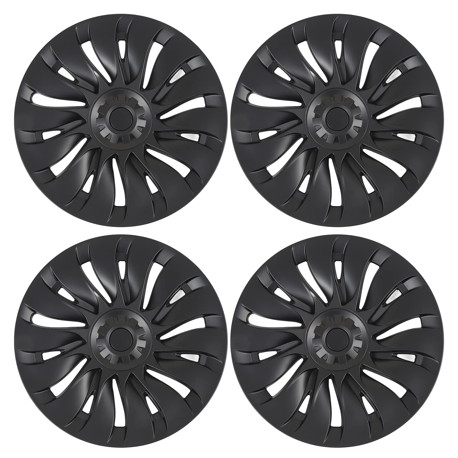 GRCFUMO 4 Pcs 19in Wheel Hub Cover, ABS Fully Wrap Hubcap Rim Protector Trim Replacement, Matte Black Hubcap Wheel Covers for 19in Wheel Hub von GRCFUMO