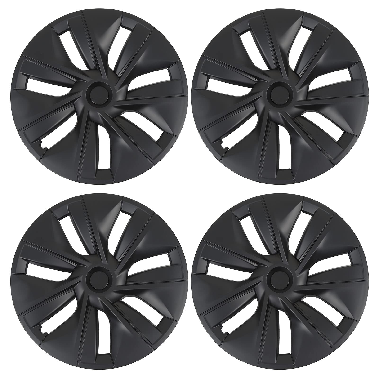 GRCFUMO 4pcs 19in Wheel Hub Cap, Matte Black Car Exterior Accessories, Anti Scratch Hubcap Wheel Cover Replacement for 19 Inch Wheels von GRCFUMO