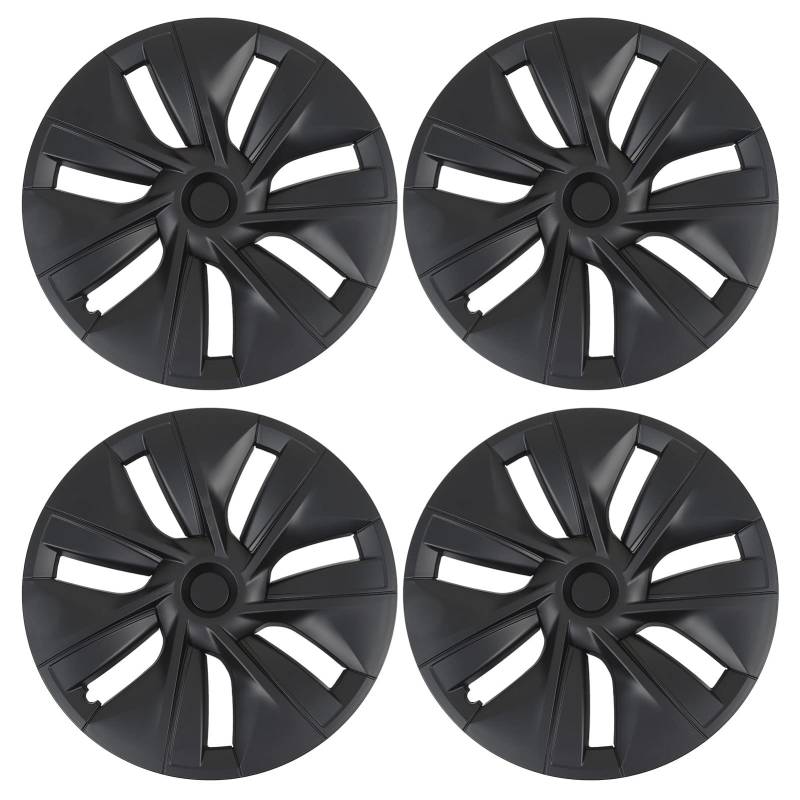 GRCFUMO 4pcs 19in Wheel Hub Cap, Matte Black Car Exterior Accessories, Anti Scratch Hubcap Wheel Cover Replacement for 19 Inch Wheels von GRCFUMO