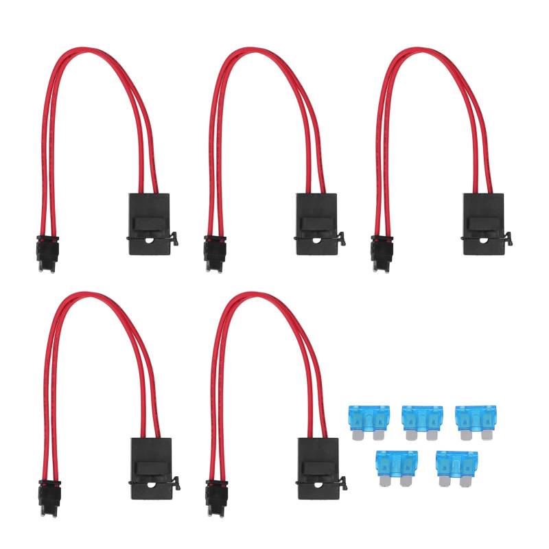 GRCFUMO 5-teiliger Kfz-Halterungsstecker, Mini-Hochleistungskabelverlängerung, professioneller Kfz-Stromkreisstecker für Fahrzeug-Geldautomaten 20 A 16 Awg (ACD-Flachwinkel 10,9 mm) von GRCFUMO