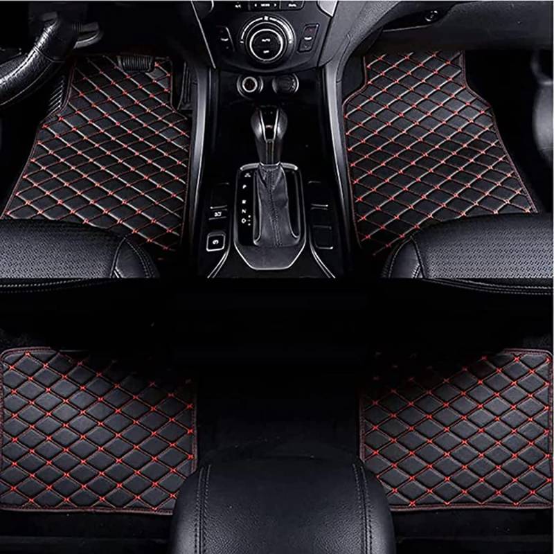 Auto FußMatten Leder für B-MW X1 2015-2019 F48, Custom Bodenmatte Allwetterschutz Fussmatten rutschfeste Automatten Interieur Zubehör,D-Black-red von GREB