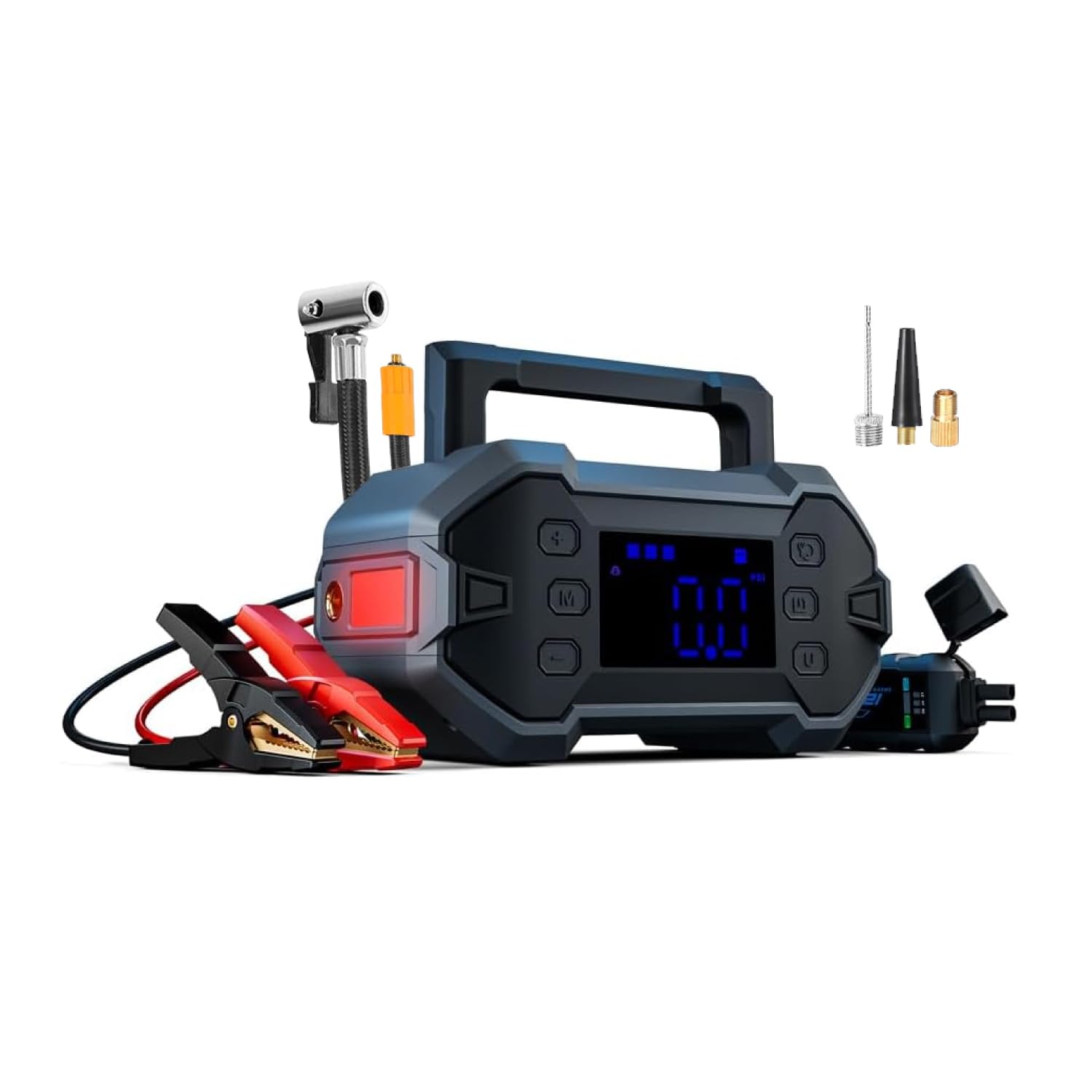 Starthilfe Powerbank 3000A Tragbarer 12V Starthilfekabel & Booster für 8.0L Benzin/Diesel Auto Starthilfe Safe Jump Starter Autobatterie Booster KFZ mit Kompressor alle Wetterlagen von GREEN KEEPER