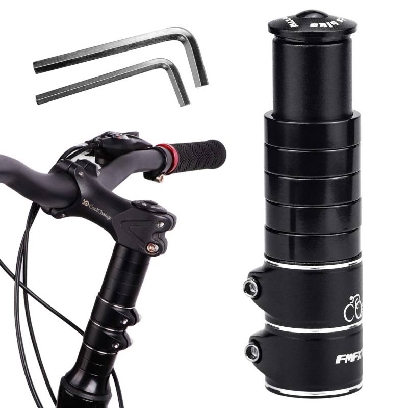 Rlongtou Fahrradlenker Erhöhung Lenkererhöhung Fahrrad MTB mit Sechskantschlüsseln Fahrrad Vorbau Fabelschaftverlängerung Adapter für 28,6 mm Gabel, Aluminium Legierung, Schwarz von binoa