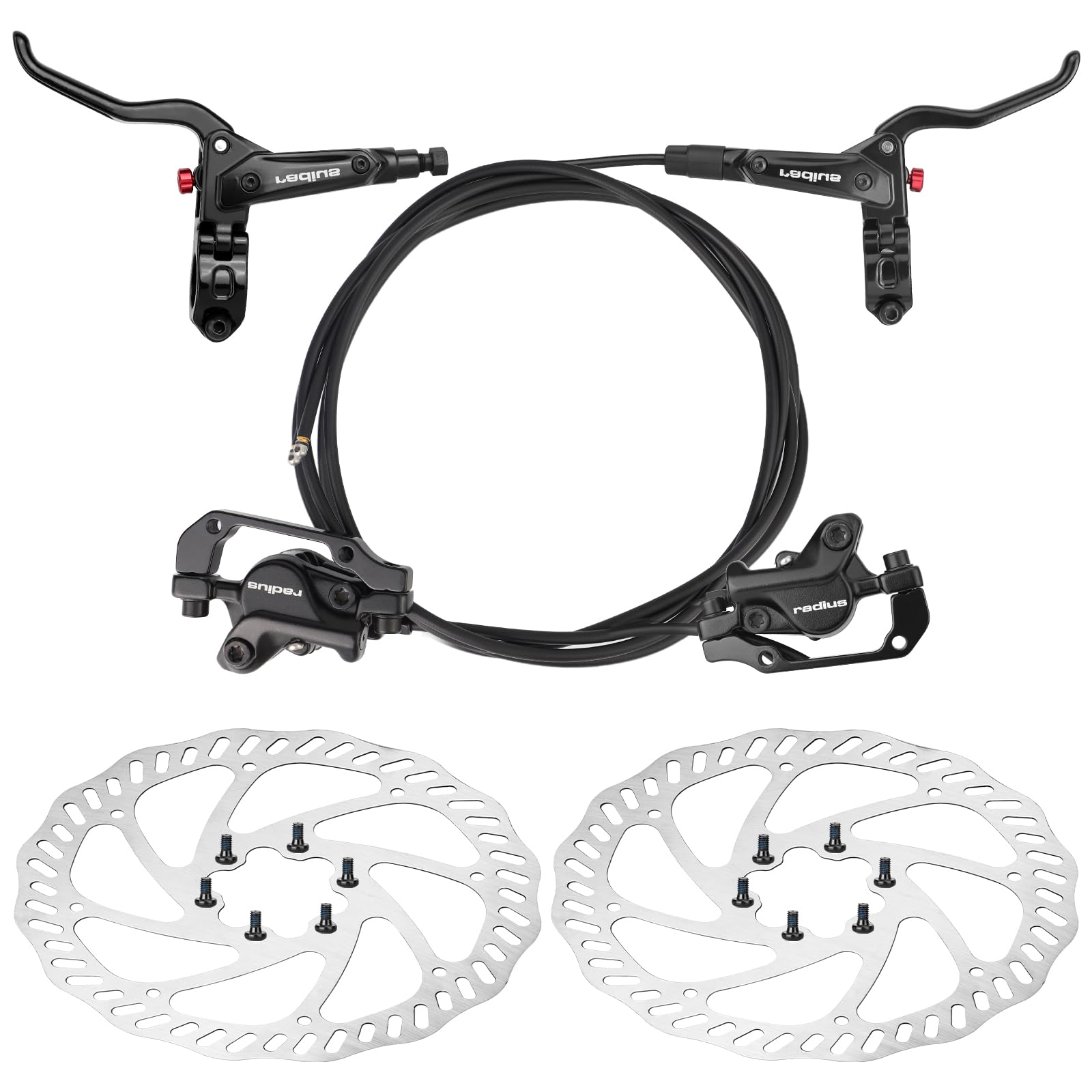 GRELiving Hydraulische Fahrrad Scheibenbremse Set,Vorne & Hinten Bremsbelag,Hydraulic Brakes,Fahrrad Bremsscheibe Setsuitable Für Universal,Mountainbike, Rennrad (Link+Recht) von GRELiving