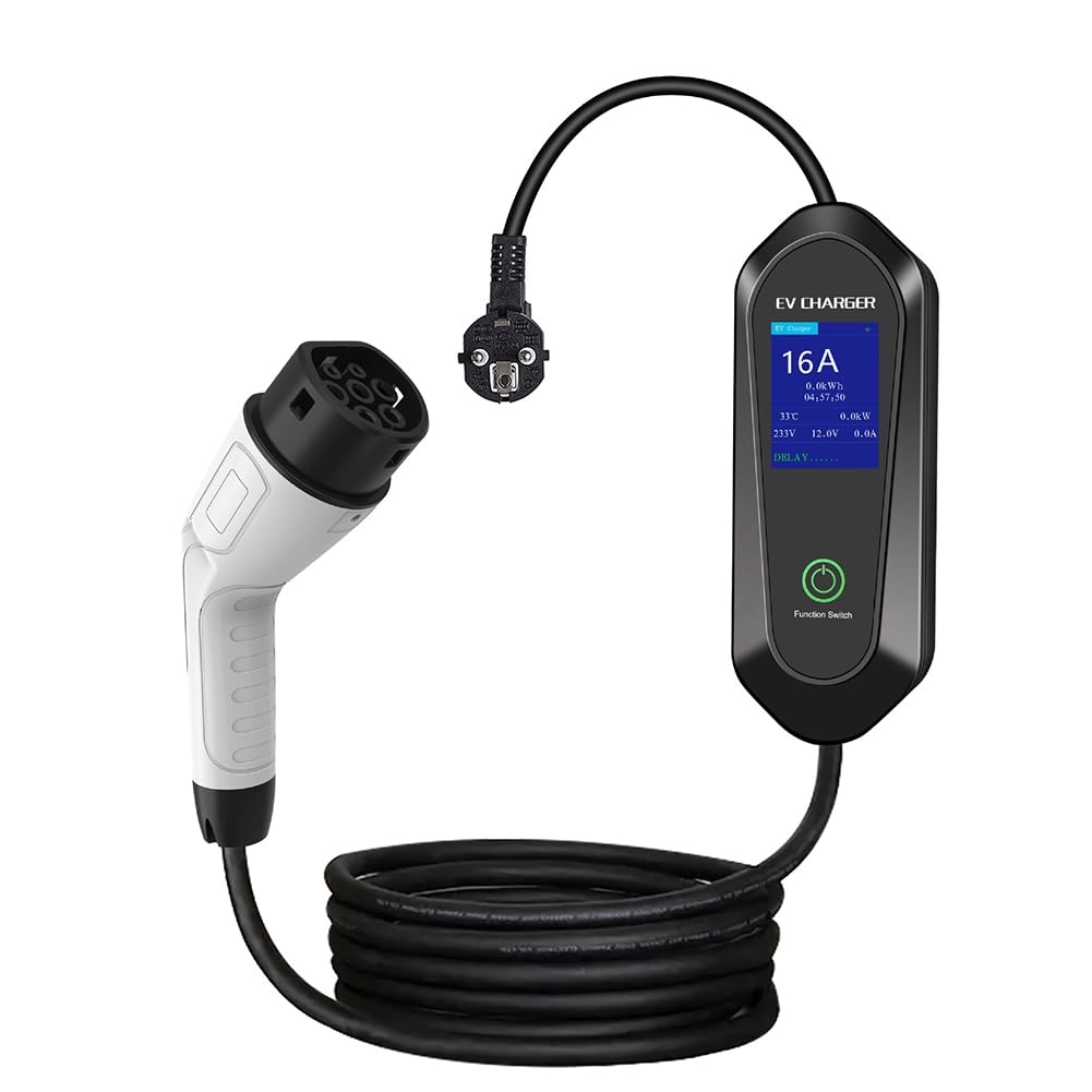 GREOHNMPAW Tragbares EV-Ladegerät mit 3,5 KW, Typ-2-Stecker, 16 A, 1-Phasige -Ladestation für Elektrofahrzeuge, EU-Stecker GREOHNMPAW Tragbares EV-Ladegerät mit 3,5 KW, Typ-2-Stecker, 16 A, 1-Phasige -Ladestation für Elektrofahrzeuge, EU-Stecker von GREOHNMPAW