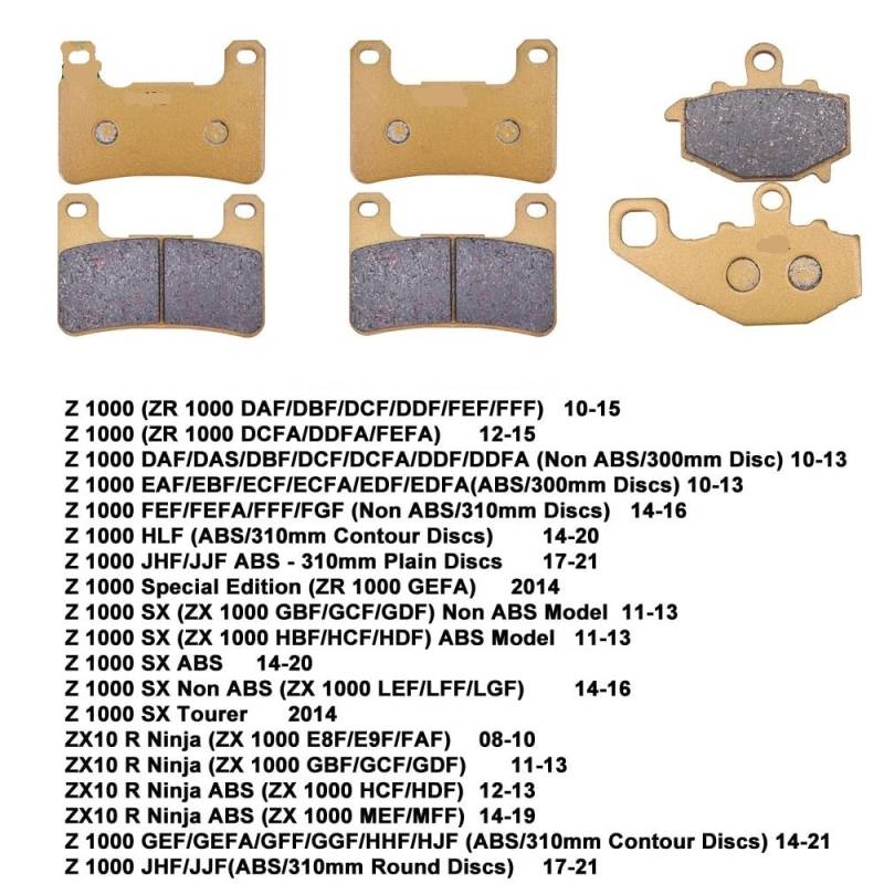 Motorrad Bremsbeläge Vorne Hinten for Z 1000 ZR 1000 Z1000 ZR1000 ZX 1000 ZX1000 2010-2021 ZX10 R Ninja ZX-10 R 08-19(Front and Rear) von GRESFGT