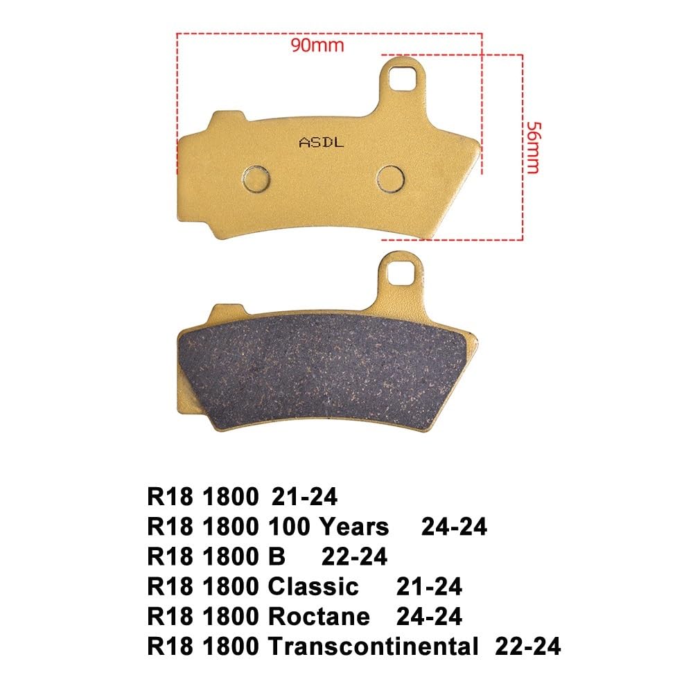 Motorrad Vorne Hinten Keramik Bremsbeläge Disc for R18 1800 2021-2024 100 Jahre Classic Roctane Transcontinental 2024(1Pair) von GRESFGT