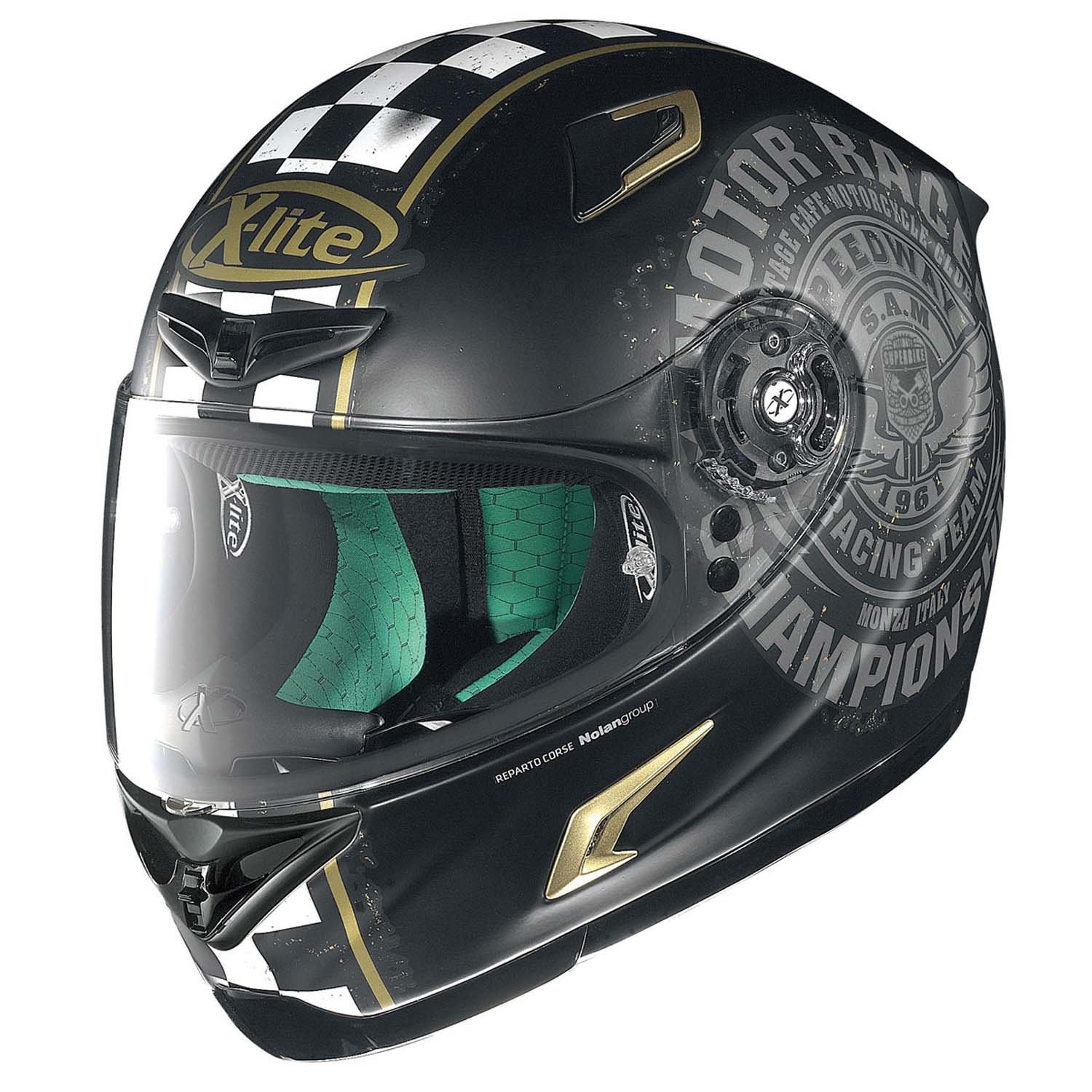 X-lite X-802RR Cafe Club Integralhelm Motorrad Verbundfaser - matt schwarz Gold Größe L von GREX