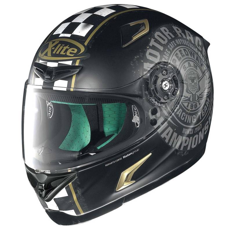 X-lite X-802RR Cafe Club Integralhelm Motorrad Verbundfaser - matt schwarz Gold Größe M von GREX