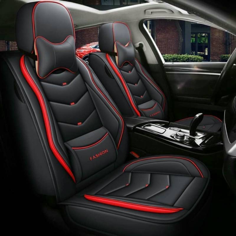 GRFERT CLLYCRSM Universal-Autositzbezug-Sets für Mitsubishi Asx Pajero Sport Pajerocross Grandis Cuero Funda Asiento, passend für die meisten Autos, Seitenairbag-kompatibel, Rot von GRFERT