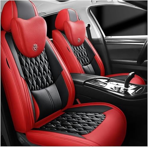 GRFERT CLLYCRSM Universal-Autositzbezug-Sets für Renault Clio Duster Clio 4 Espace Seat Leon Ibiza, passend für die meisten Autos, Seitenairbag-kompatibel, Schwarz/Rot von GRFERT