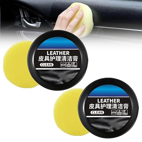 Lederpflegecreme, natürlicher Lederpfleger und -reiniger, Reinigungspaste zur Autoinnenraumpflege, multifunktionaler Reinigungs- und Pflegebalsam für Lederschuhe, Sofas, Autoinnenräume (2 pcs) von GRFFZX