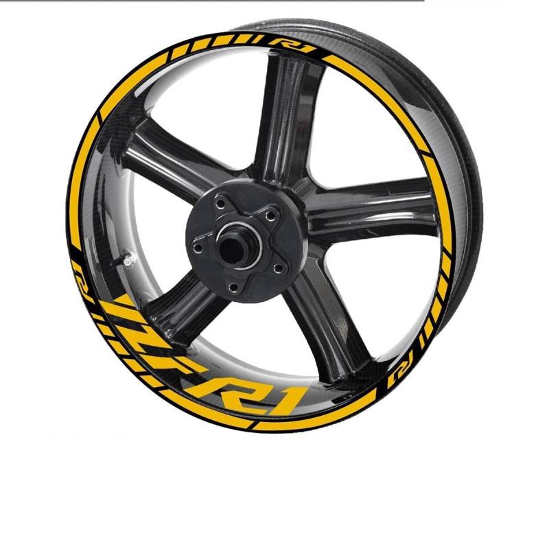 Motorrad-Nabenaufkleber, Radaufkleber, Felgenaufkleber-Set Für Yzf R1 R1(Gold) von GRFIT