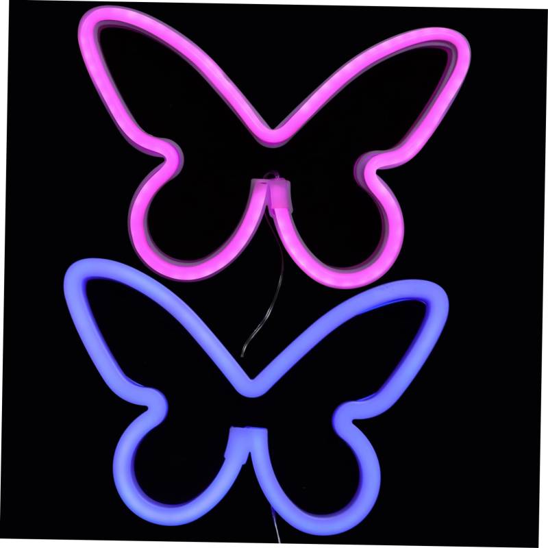 GRIRIW 2 Stück Schmetterling Neon Wanddekoration Schlafzimmer Dekoration Nocturne Lampe LED Schild Neonlicht Tier Neonschild Dekorationen Für Wohnzimmer Aufkleber USB Wanddekor Lampen von GRIRIW