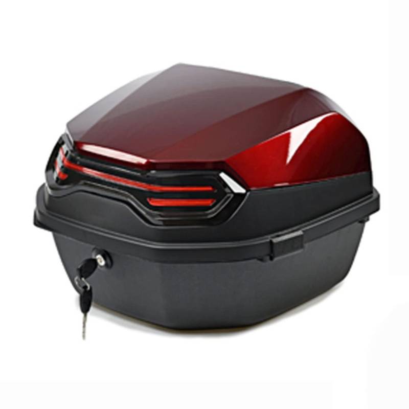 GRNVOBAC Universal-Motorrad-Touren-Heckbox, Gepäckraum mit Rückenlehne, Universalhalterung für Helm-Topbox, 45 l Fassungsvermögen, Rot von GRNVOBAC