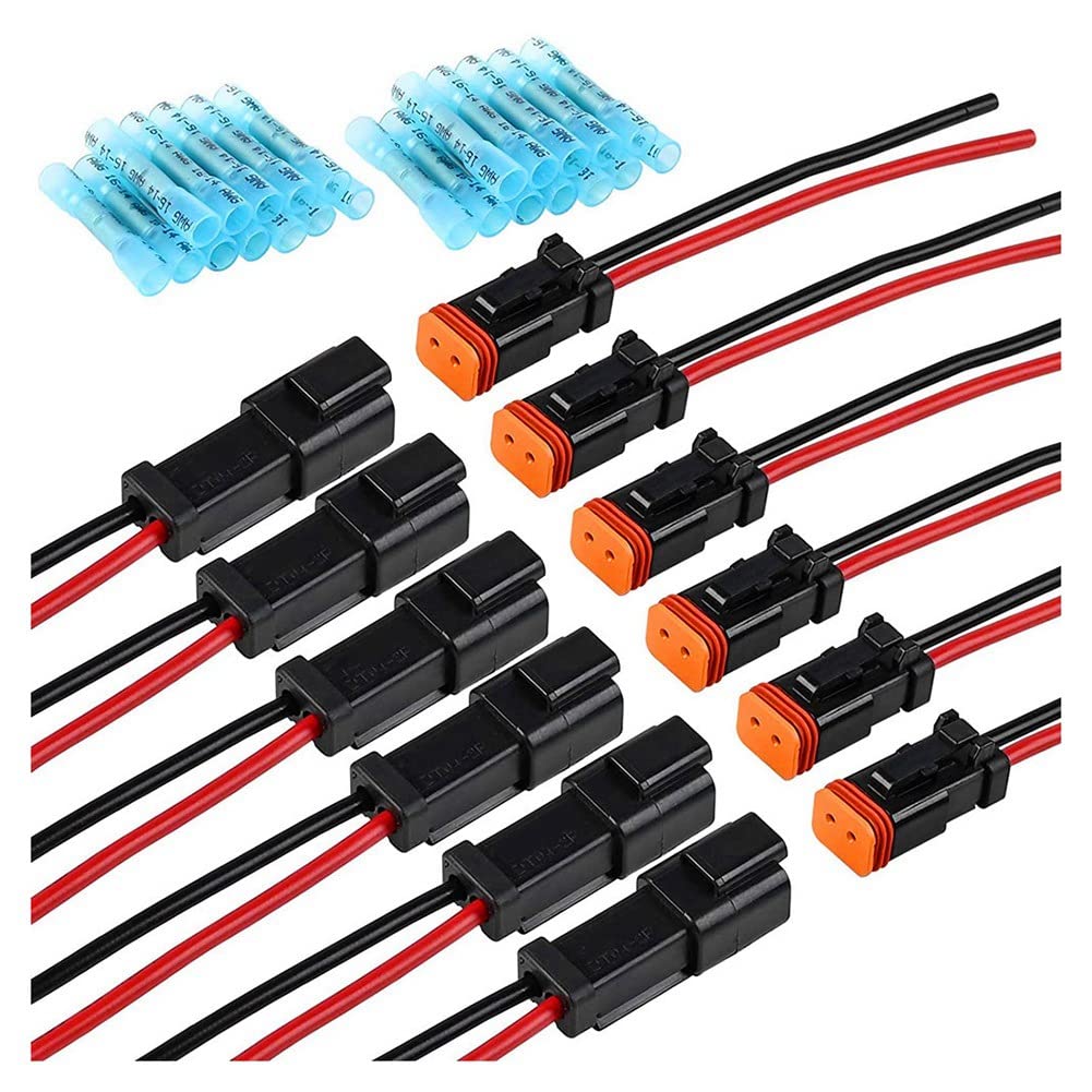 GROCKSTR 6 Paar DT 2 Pin Pigtail Kit Stecker Buchse Stecker Adapter Buchse Kabelbaum für LED-Arbeitslichtleiste Schwarz Zubehör von GROCKSTR