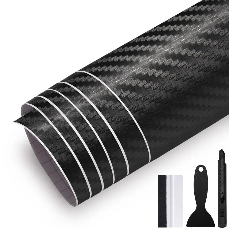 GRTHTATI 300cm x 30cm Autofolie Auto Folie Blasenfrei mit Luftkanälen Klebefolie Auto Außen Wrapping Folie Innenraum für Auto, Motorrad, Bike, DIY (3D Carbon Fiber, 300cm x 30cm) von GRTHTATI