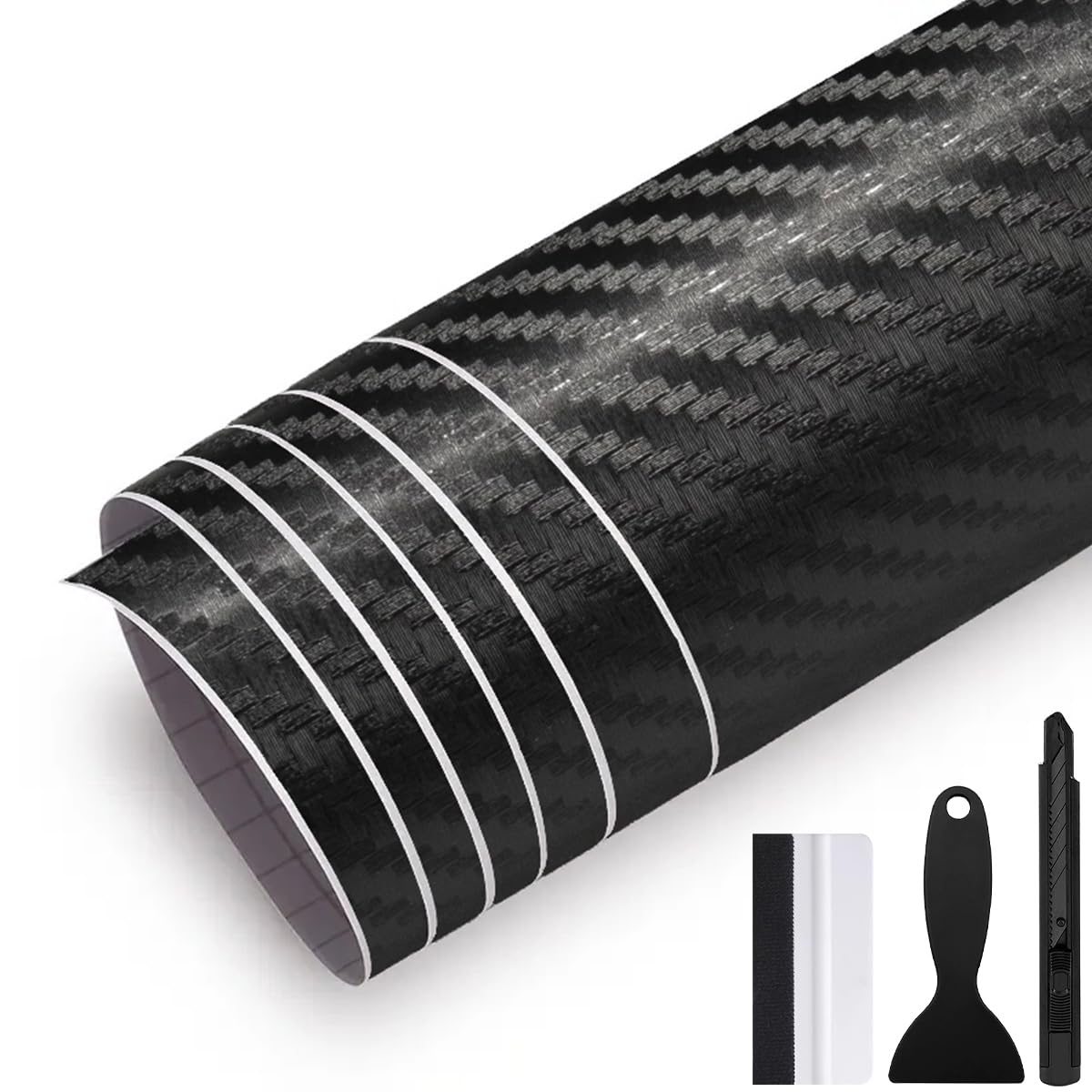 GRTHTATI 150cm x 30cm 3D Carbon Fiber Autofolie Auto Folie Blasenfrei mit Luftkanälen Klebefolie Auto Außen Wrapping Folie Innenraum für Motorrad, Bike, DIY (3D Carbon Fiber, 150cm x 30cm) von GRTHTATI