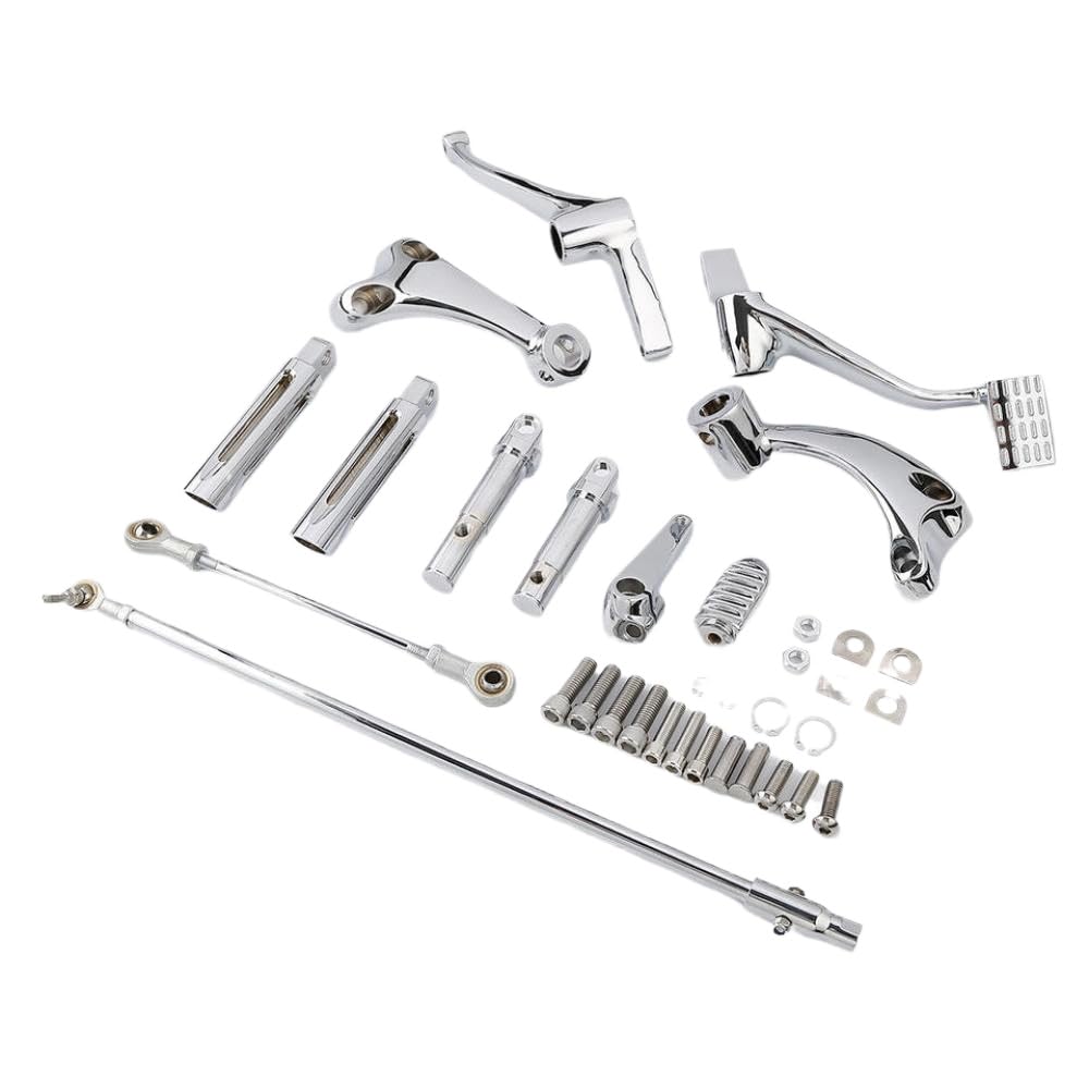 Forward Control Foot Peg Linkage Kit Kompatibel mit kompatible Sportster XL 1200 883 Super Low 2014-2018 Fünfundvierzig Jahre alt(Chrome) von GRzHKN