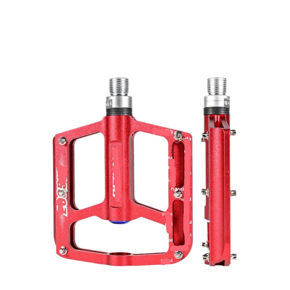 Leichte Aluminium -Mountainbike -Pedale mit 6 versiegelten Lagern und Öl -Slick -Finish -Paar 286g(Red) von GRzHKN