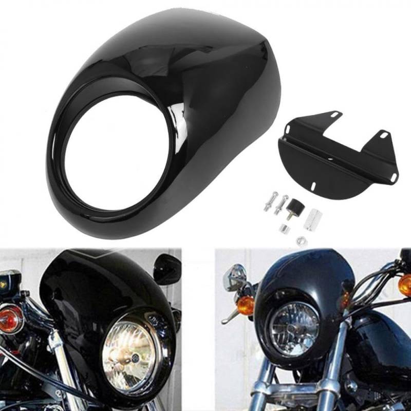 Motorrad-Frontverkleidungsabdeckung kompatibel mit 883 1200 Sportster Vorderradgabelhalterung XLCH Windschutzscheibenabdeckung aus schwarzem ABS-Kunststoff(Gloss Black) von GRzHKN