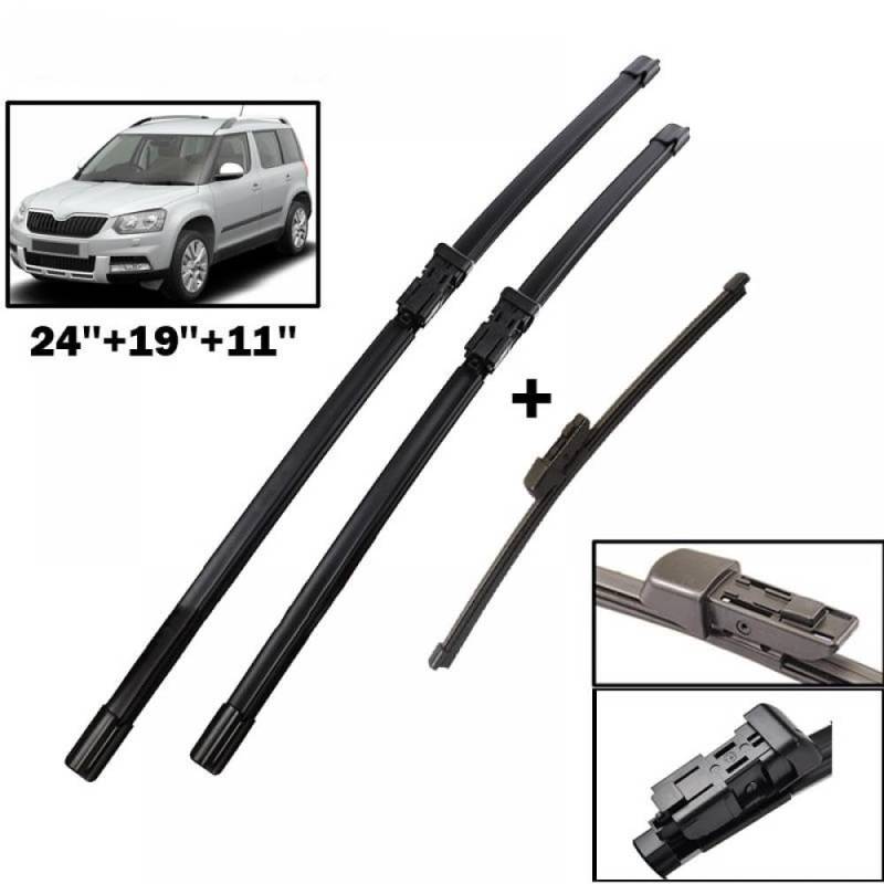 Wischerset Kompatibel mit Vorder- und Rückseite von 2009 bis 2017, einschließlich 24-Zoll-, 19-Zoll- und 11-Zoll-Bürsten(Left Hand Drive) von GRzHKN