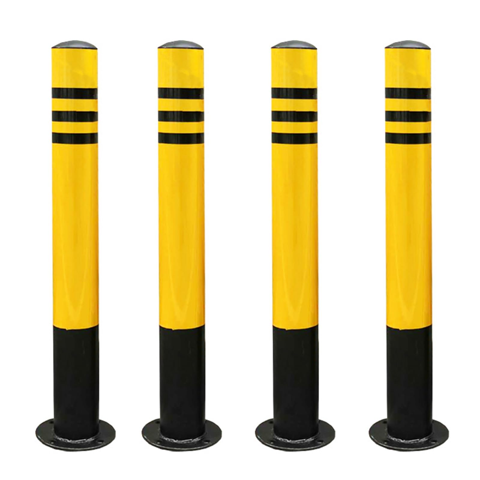 Flexibler Parkpollerpfosten Sicherheitspoller, Rammschutz-Poller, Pulverbeschichteter Stahl, Für Parkplätze Nachts Reflektierend, Für Garagen Baustellen Wohngebiete(Yellow(4pcs),8.9*100cm/3.5*39.4in) von GSATREY