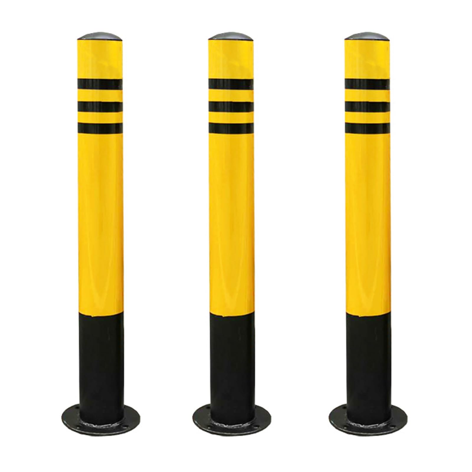 Flexibler Parkpollerpfosten Sicherheitspoller, Rammschutz-Poller, Pulverbeschichteter Stahl, Für Parkplätze Nachts Reflektierend, Für Garagen Baustellen Wohngebiete(Yellow(3pcs),8.9*100cm/3.5*39.4in) von GSATREY