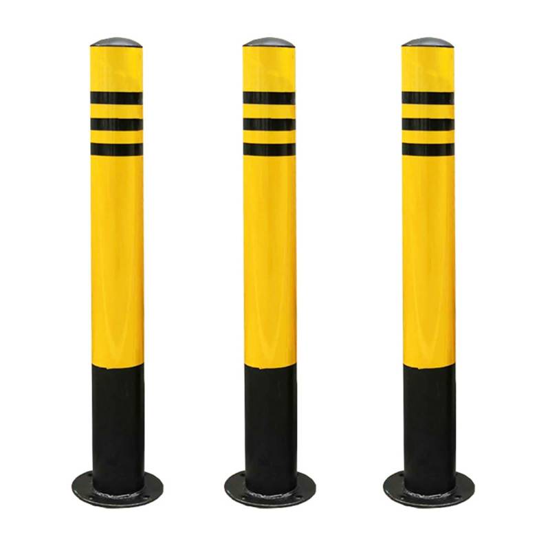 Flexibler Parkpollerpfosten Sicherheitspoller, Rammschutz-Poller, Pulverbeschichteter Stahl, Für Parkplätze Nachts Reflektierend, Für Garagen Baustellen Wohngebiete(Yellow(3pcs),8.9*75cm/3.5*29.5in) von GSATREY