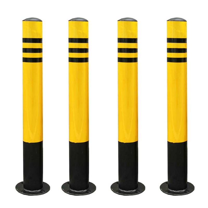 Flexibler Parkpollerpfosten Sicherheitspoller, Rammschutz-Poller, Pulverbeschichteter Stahl, Für Parkplätze Nachts Reflektierend, Für Garagen Baustellen Wohngebiete(Yellow(4pcs),7.6*75cm/3*29.5in) von GSATREY