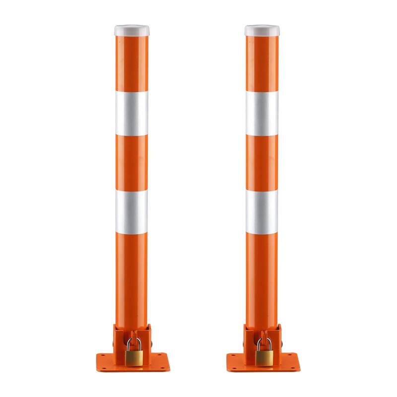 Parkplatzsperre, Sicherheitspollerpfosten, Verkehrsleitpfosten, Robust Standfuß Sperrpfosten, Robuster Anfahrschutz, for Den Industriellen, Gewerblichen Und Privaten Gebrauch(Orange (2pcs)) von GSATREY