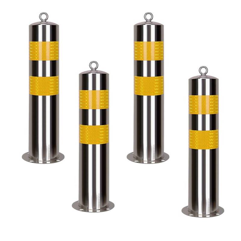 Robuster Sicherheitspoller Für Die Straße, Einfahrt Poller Pfosten, Pollerpfosten-Parkpfosten, Reflektierende Sicherheitspfostenabsperrung, Für Verkehrsempfindliche Bereiche(Silver (4pcs),30cm/11.8in) von GSATREY