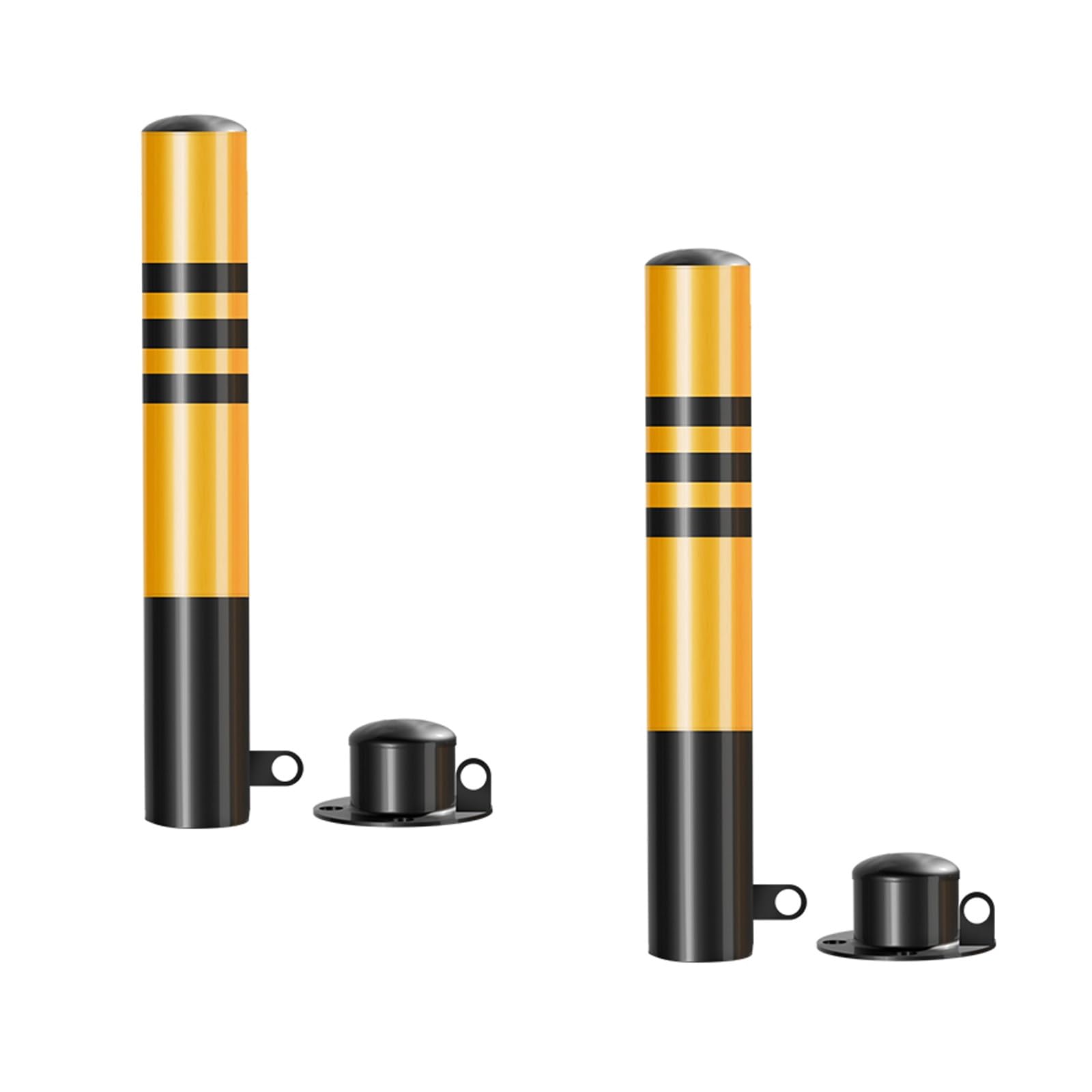 Sicherheitspoller, Absperrpfosten, Verkehrspfosten Mit Reflektierenden Kragen, Einfahrt Poller Pfosten Parkbarriere, Für Verkehrskontrolle Und Menschenmengenmanagement(Yellow (2pcs)) von GSATREY