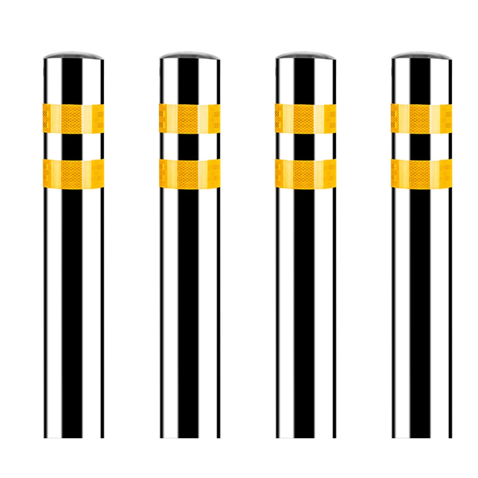 Sicherheitspoller, Absperrpfosten Mit Reflexstreifen, Parkplatzsperre Pfosten, Rammschutz-Poller, Aus Edelstahl, Geeignet Für Verkehrskontrolle Und Menschenmengenmanagement(Silver (4pcs),75cm/29.5in) von GSATREY