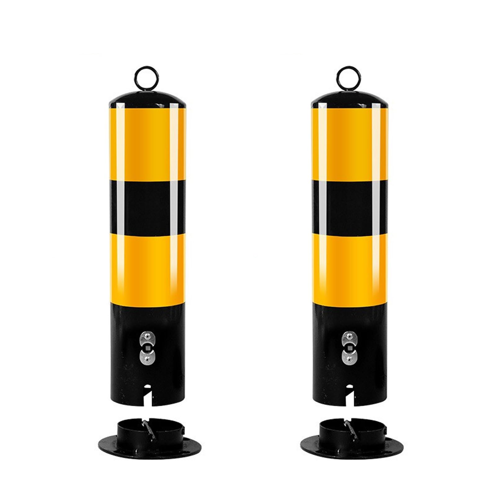 Sicherheitspoller, Poller Mit Reflektierendem Band Für Den Parkplatz, Sicherheitswarnsäule, Warnhinweis Zum Schutz Vor Anfahrschäden, Einfahrtsschutz, Verkehrskontrolle(Black (2pcs)) von GSATREY