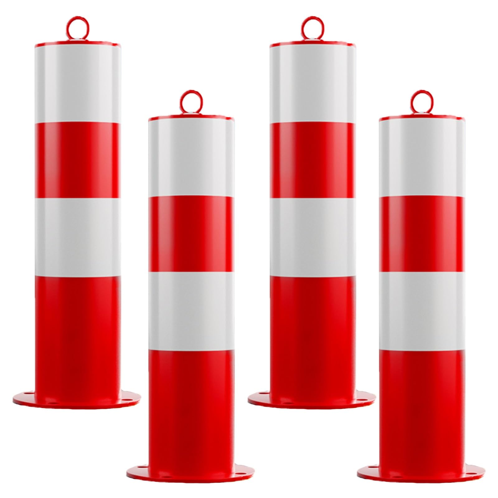 Sicherheitspoller, Poller Mit Reflektierendem Band Für Den Parkplatz, Sicherheitswarnsäule Verkehrskegel, Parkpoller, Einfahrtsschutz, Sicherheitsbarriere, Verkehrskontrolle(Red (4pcs)) von GSATREY