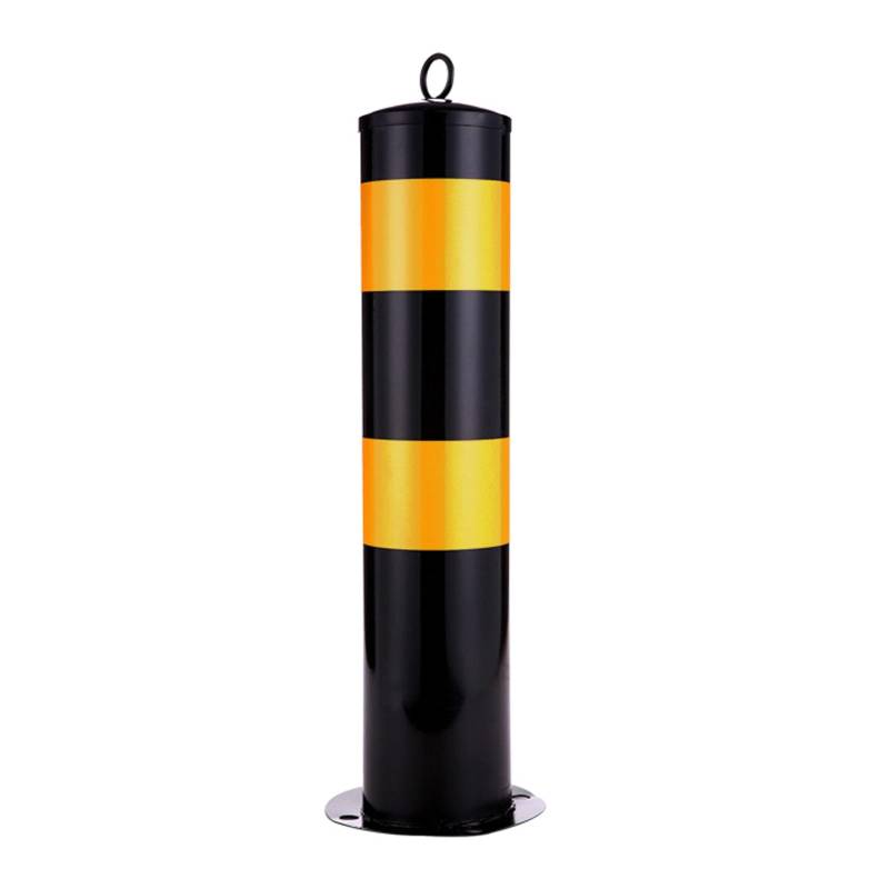 Stahl-Sicherheitspoller, Parkpoller, Verkehrspfosten Mit Reflektierenden Kragen, Parkpfosten-Poller, Warnsäule, for Garagenplatz Für Parksperre, Verkehrssicherheit(Black (1pcs),50cm/9.7in) von GSATREY