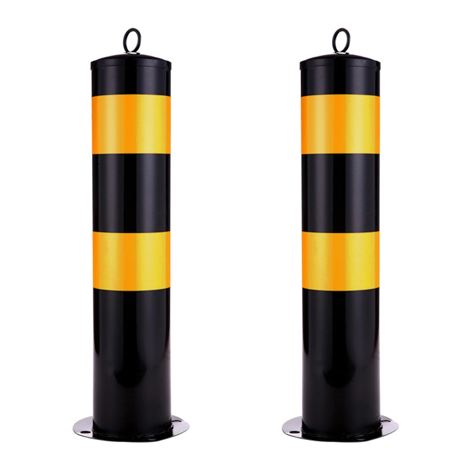 Stahl-Sicherheitspoller, Parkpoller, Verkehrspfosten Mit Reflektierenden Kragen, Parkpfosten-Poller, Warnsäule, for Garagenplatz Für Parksperre, Verkehrssicherheit(Black (2pcs),50cm/9.7in) von GSATREY