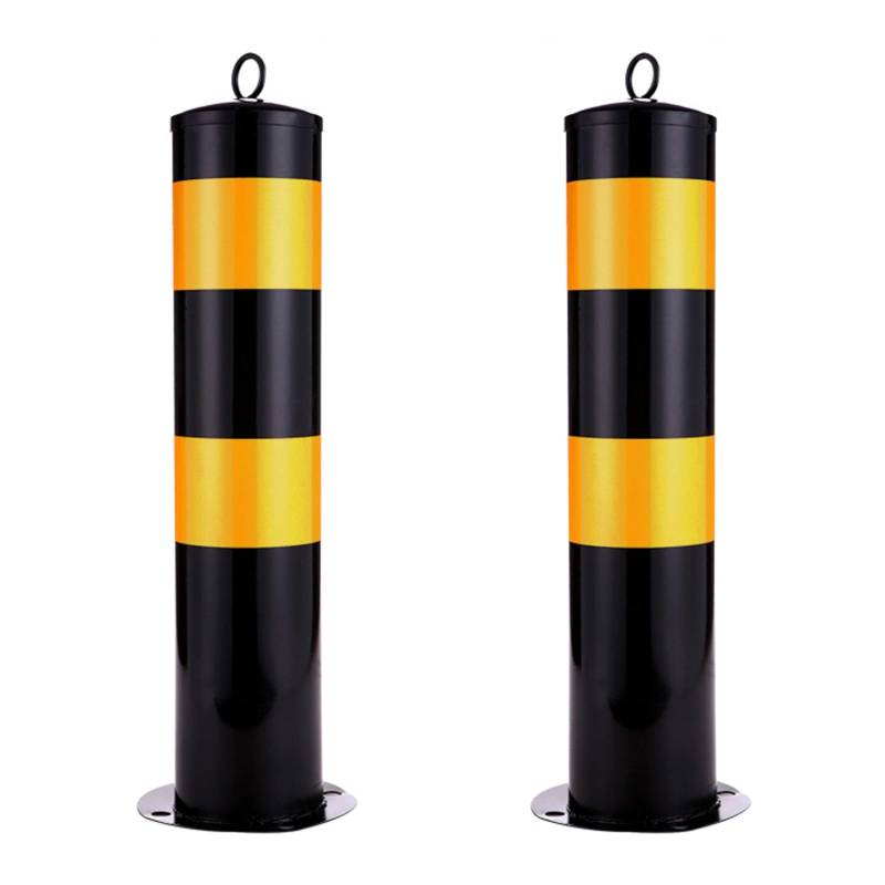 Stahl-Sicherheitspoller, Parkpoller, Verkehrspfosten Mit Reflektierenden Kragen, Parkpfosten-Poller, Warnsäule, for Garagenplatz Für Parksperre, Verkehrssicherheit(Black (2pcs),50cm/9.7in) von GSATREY