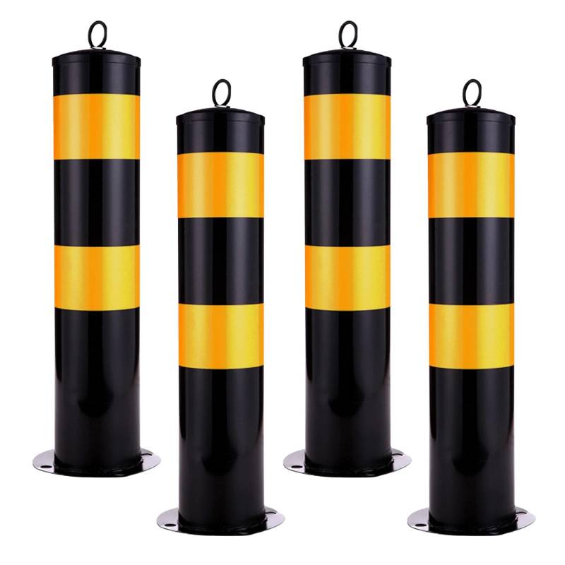 Stahl-Sicherheitspoller, Parkpoller, Verkehrspfosten Mit Reflektierenden Kragen, Parkpfosten-Poller, Warnsäule, for Garagenplatz Für Parksperre, Verkehrssicherheit(Black (4pcs),50cm/9.7in) von GSATREY