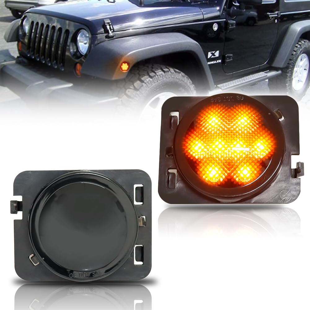 GSOWO LED Blinker Seitenblinker mit Can-bus Fehlerfrei 2835 SMD für Je-ep Wrangler JK 2007-2015, Voll-LED-Streifen Blinker von GSOWO