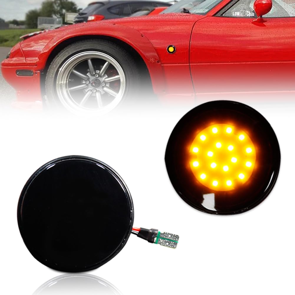 GSOWO LED Blinker Seitenblinker mit Canbus Fehlerfrei 2835 SMD für 1990-2015 Mazda MX-5 NA NB NC MK1 I MK2 II MK3 III, Voll-LED-Streifen Blinker, Schwarz, 2 Stücke von GSOWO