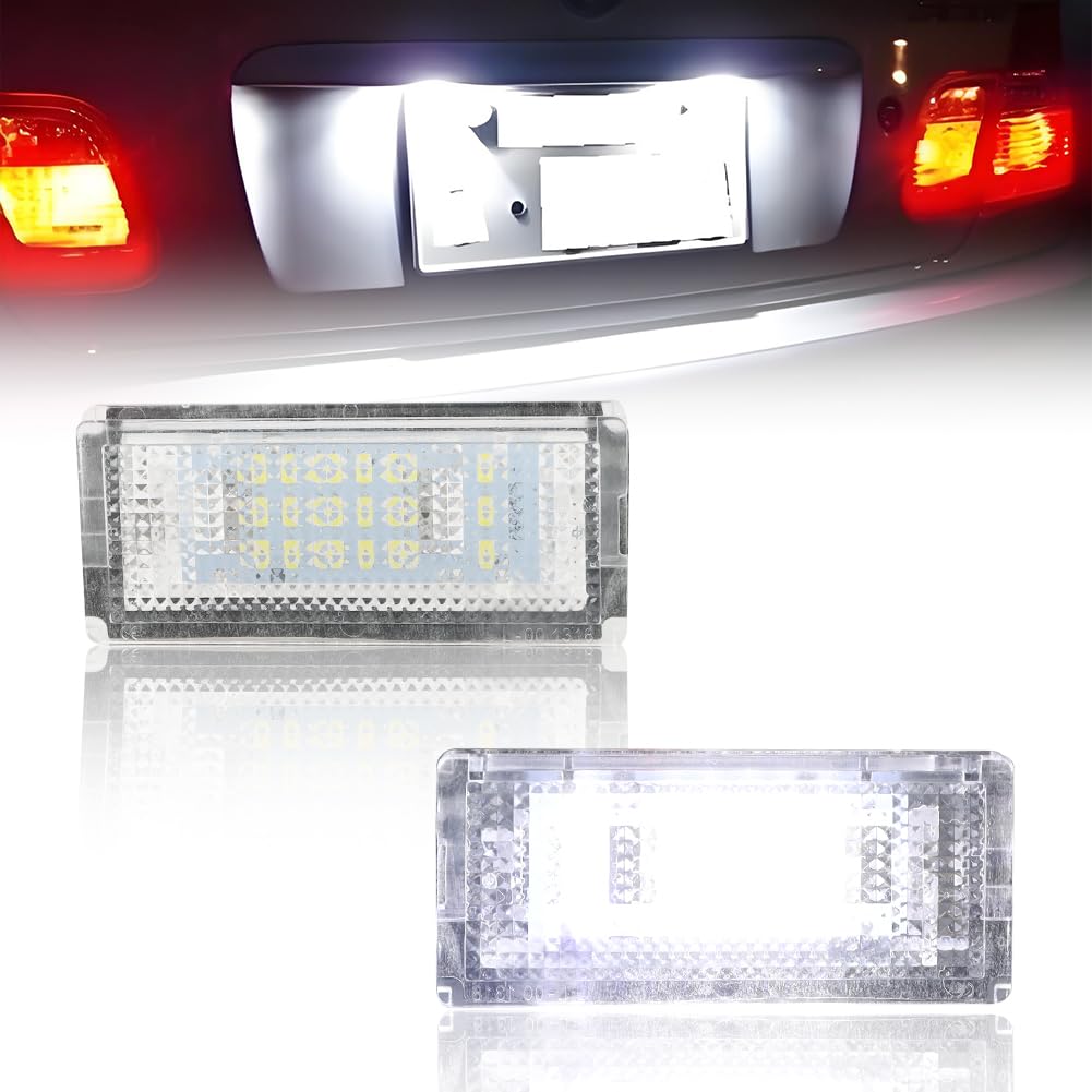 GSOWO LED Kennzeichenbeleuchtung für 1998-2005 E46 4D Limousine 5D 323i 320i 325i 325xi 328i 330xi Touring Hinten Lampe, Hochwertige Canbus Fehlerfrei 18 SMD Nummernschildbeleuchtung, 2 Stücke von GSOWO