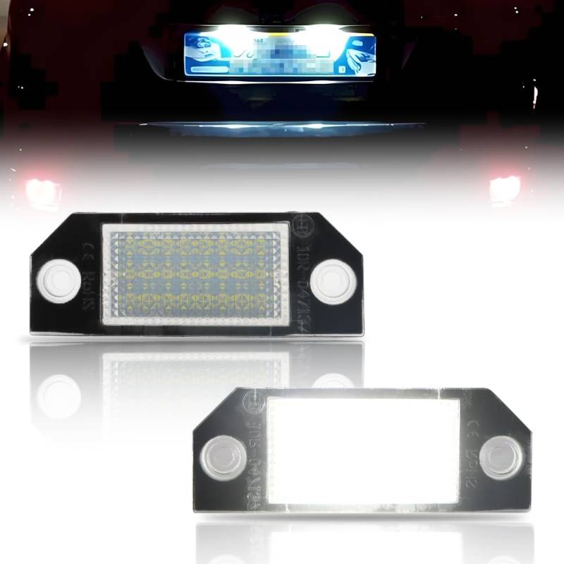 GSOWO LED Kennzeichenbeleuchtung für 2003-2007 Fo-rd Focus C-MAX I 03 2003-2008 Fo-rd Focus MK2, [Langlebig & Effizient] Hochwertige Canbus Fehlerfrei 18 SMD Nummernschildbeleuchtung, 2 Stücke von GSOWO