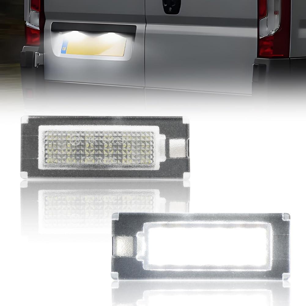 GSOWO LED Kennzeichenbeleuchtung für Fiat Ducato Bus/Kasten Peug-eot Boxer Bus 2006-2019, [Langlebig & Effizient] Hochwertige Canbus Fehlerfrei 18 SMD Nummernschildbeleuchtung, 2 Stücke von GSOWO