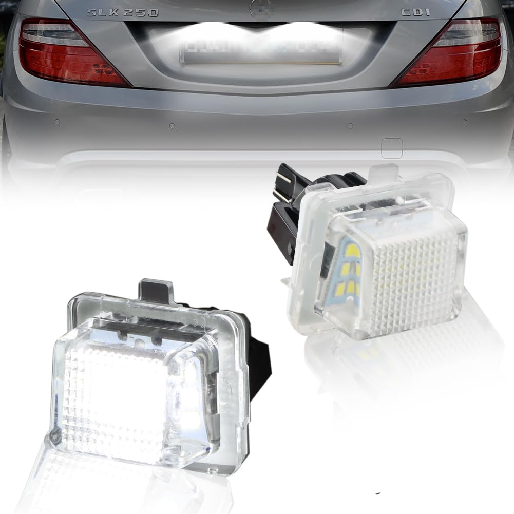 GSOWO LED Kennzeichenbeleuchtung für Merce-des Ben-z C-Class W204 SLK-Class SL-Class W231 E-Class Sedan W213 S-Class, Hochwertige Can-bus Fehlerfrei 18 SMD Nummernschildbeleuchtung, 2 Stücke von GSOWO