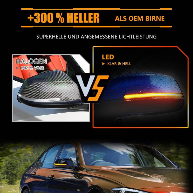 LED Spiegelblinker für BMW 1Series F20 F21 2Series F22 3Series F30 F31 F34 F35 4Series F32 F33 F36 X1 E84 von GSOWO