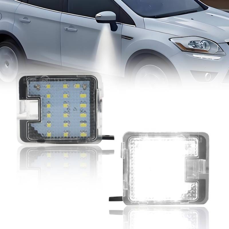 GSOWO LED Umfeldbeleuchtung Spiegel, LED Seitenspiegel Pfützenlicht mit Canbus Fehlerfrei für Fo-rd Mondeo MK4 MK5 Focus Mk3 C-Max MK2 S-Max WA6 MK2 Escape Galaxy WA6 Kuga MK1 Kuga MK2, 2 Stück von GSOWO