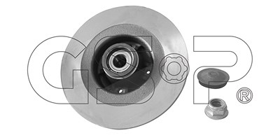 Gsp 1x Bremsscheibe hinten +Radlager+ABS-Ring [Hersteller-Nr. 9225041K] für Renault von GSP